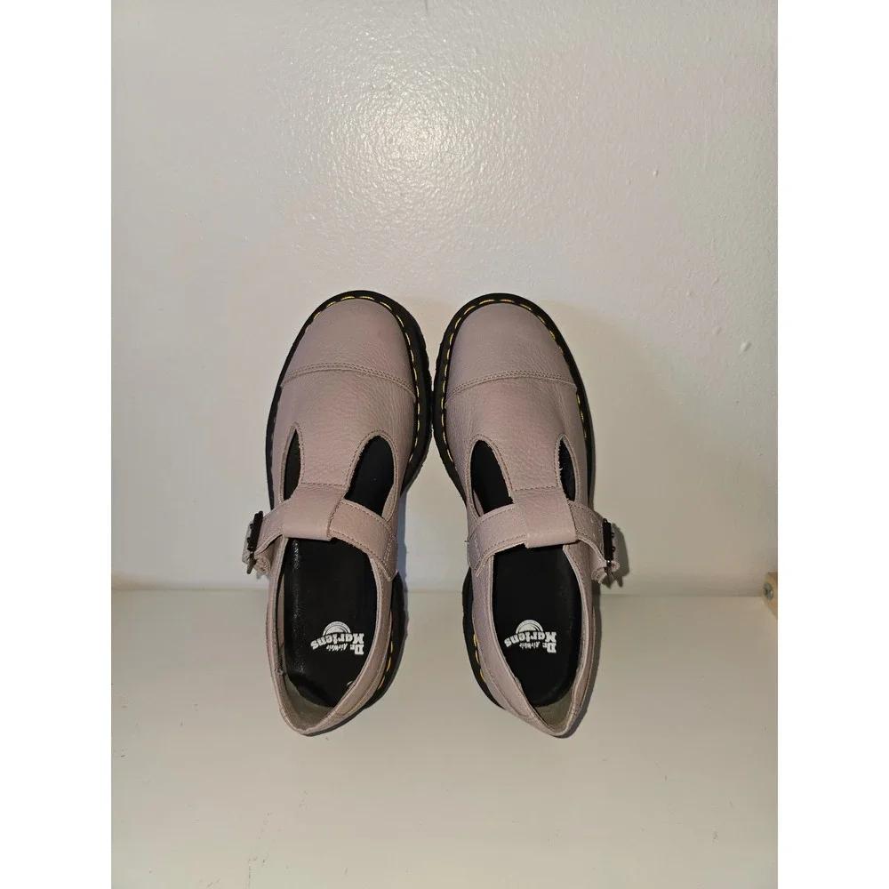 Dr. Martens Bethan T-Bar Platform Mary Jane Shoes Pink Taupe Leather Womens US 9